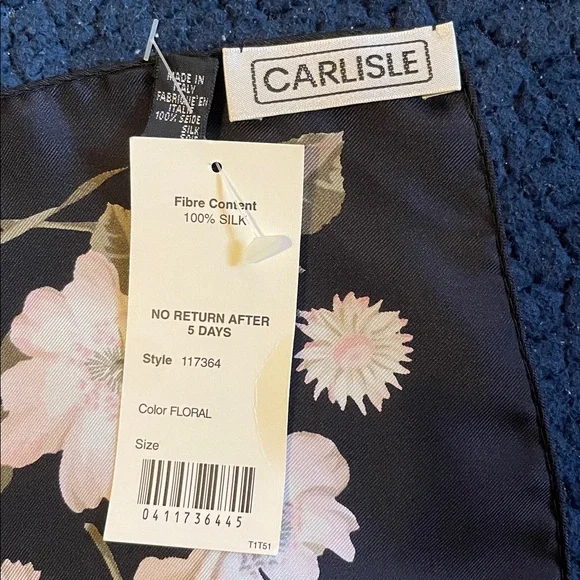 NWT Carlisle 100% Silk Scarf with Pink and Cream Floral Design - Picture 2 of 2